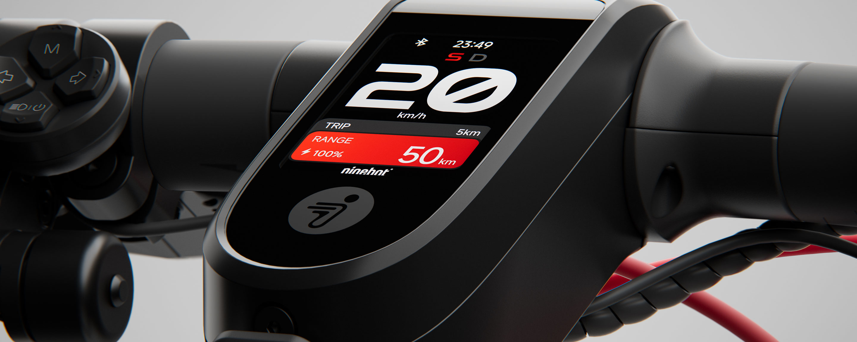 Segway F3 colour TFT display showing speed and battery information
