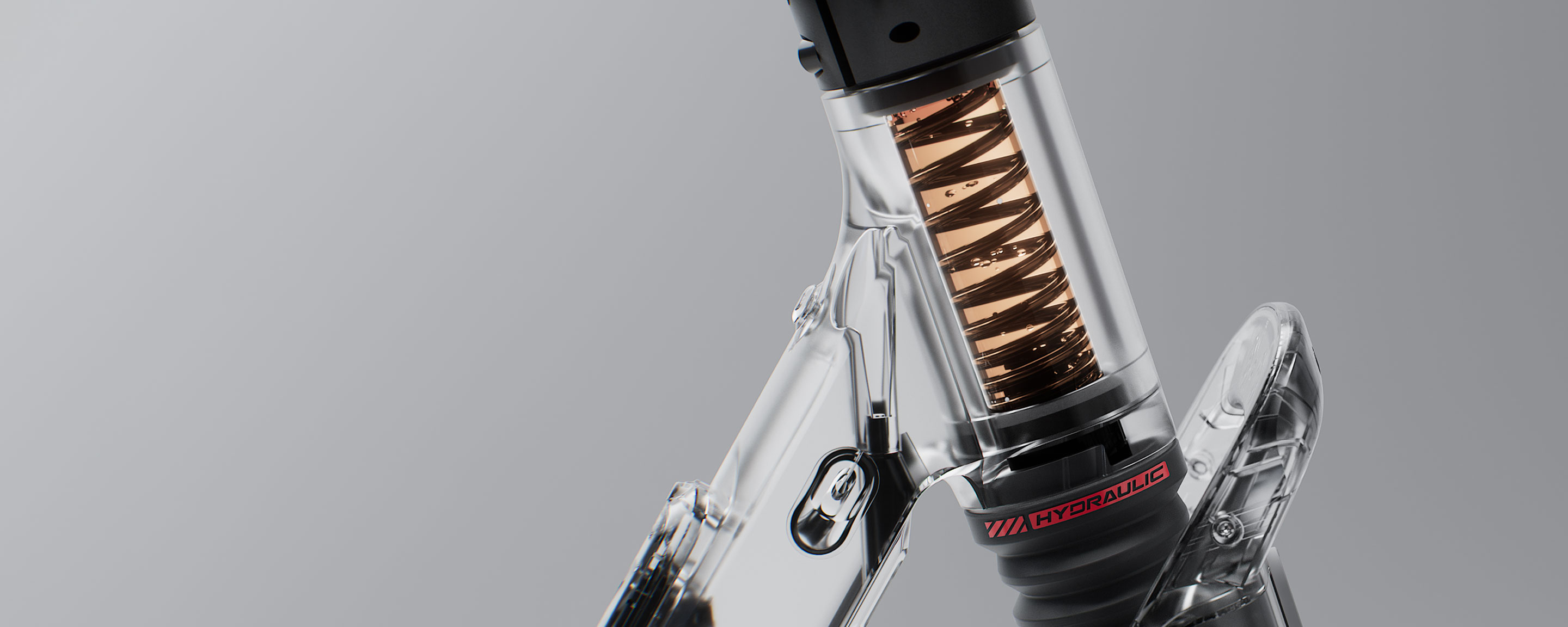 Cutaway illustration of the Segway F3 front hydraulic suspension